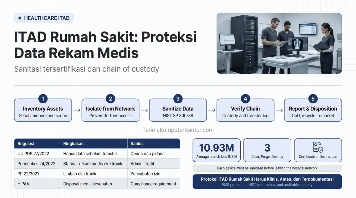 Diagram alur prosedur IT Asset Disposition untuk fasilitas kesehatan
