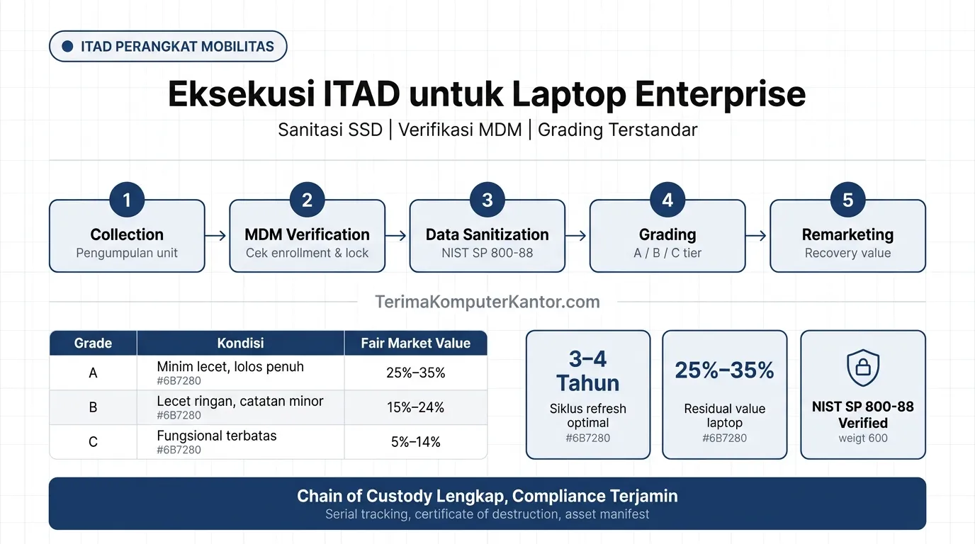 tahapan ITAD untuk laptop enterprise dari collection hingga remarketing