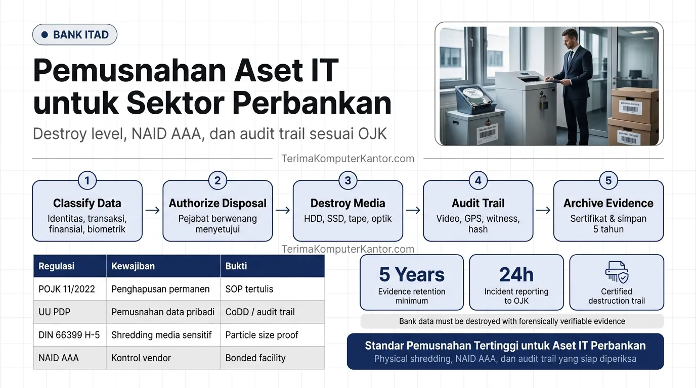 standar pemusnahan aset IT perbankan sesuai regulasi OJK dan DIN 66399